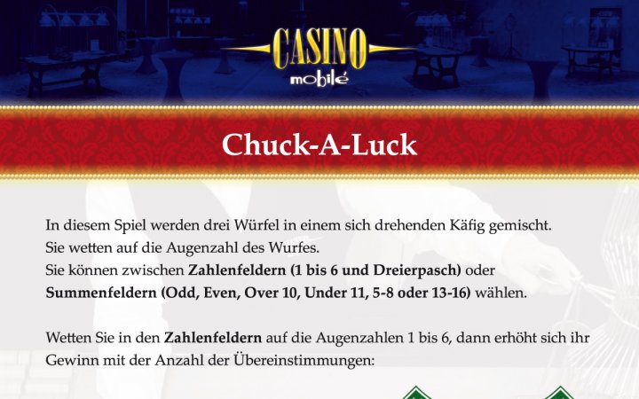Spielregeln Chuck-A-Luck